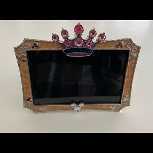 Disney Princess- Beige Enameled, Silver Metal with Pink Jeweled Picture Frame